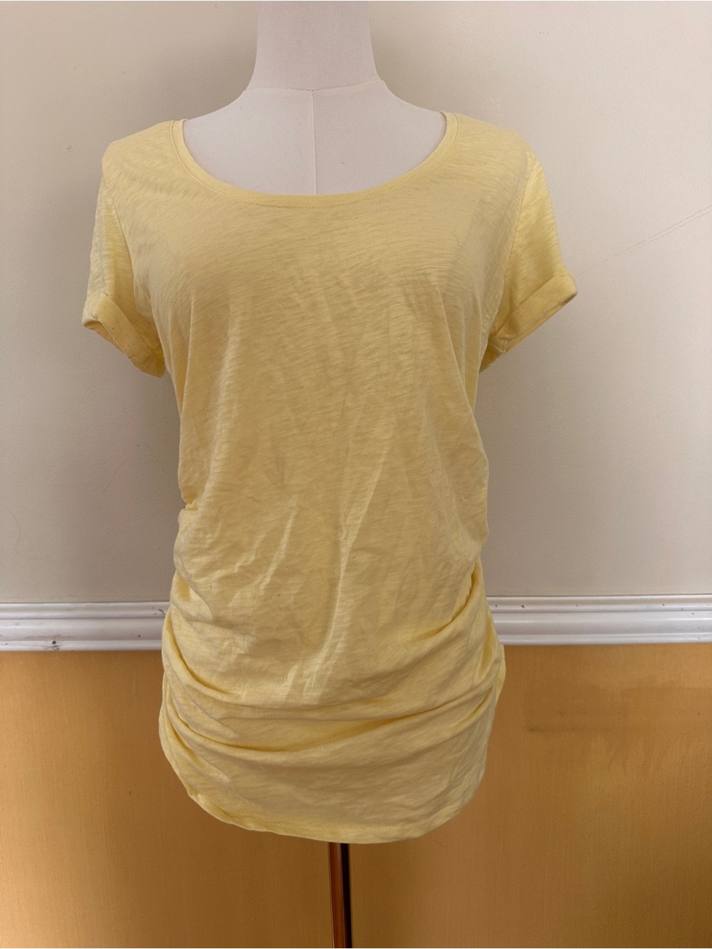 Motherhood Maternity Scoop Neck Short Sleeve Tee in Light Yellow